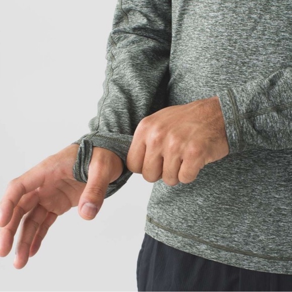 Lululemon Mens Surge Soft Long Sleeve Heathered Gator Green Henley I - Picture 6 of 12